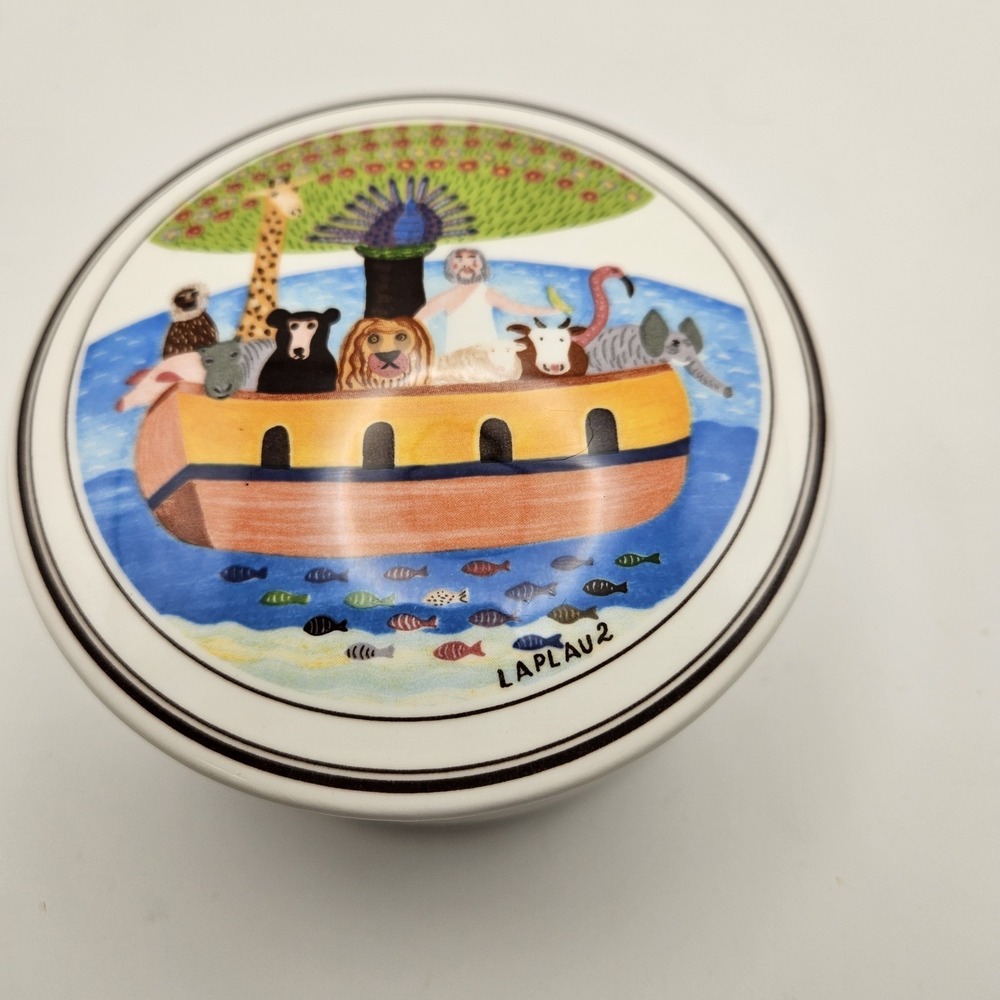Vtg Villeroy & Boch Naif Noah's Ark Porcelain Trinket Box Designed By Lapian